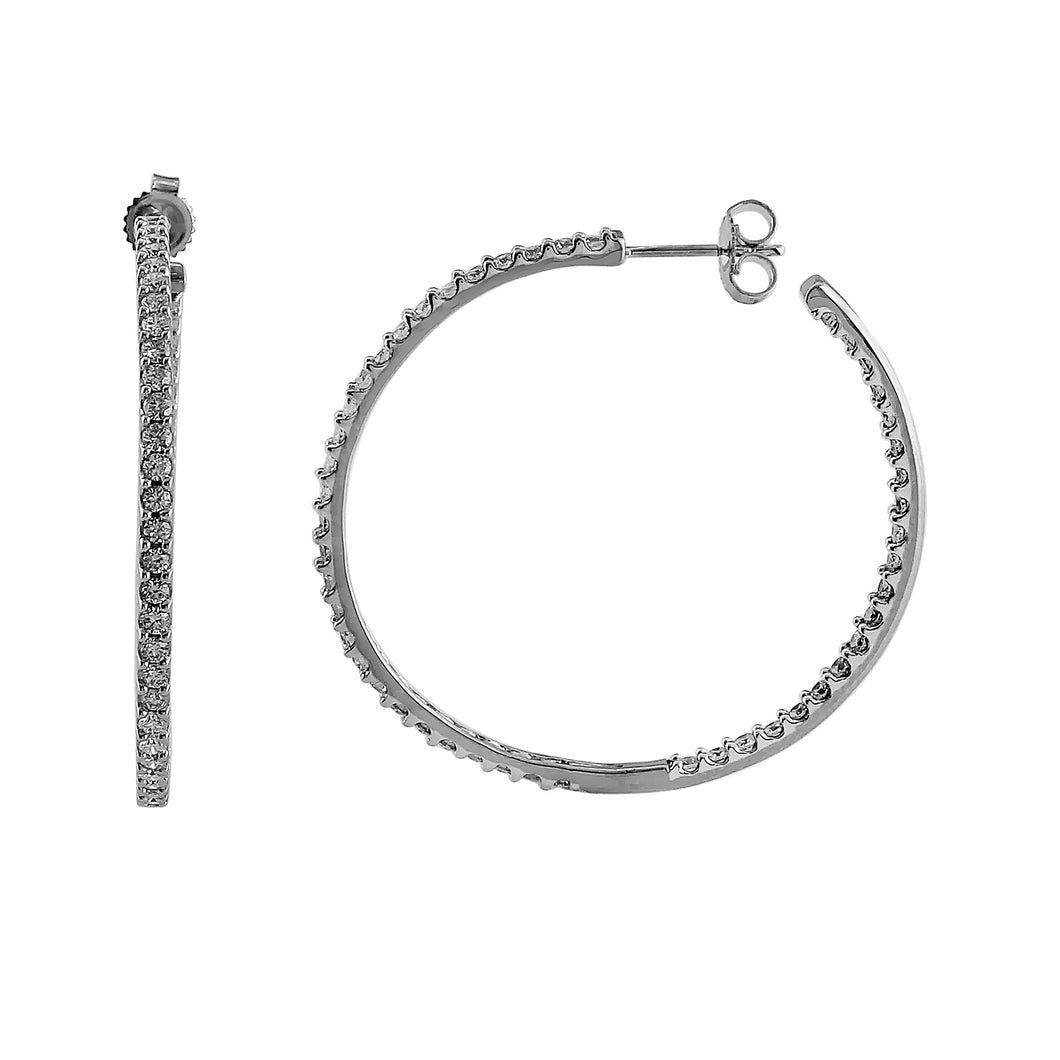 Halo Lab-Grown Diamond Hoop Earrings - Sterling Silver (2.00 ct. tw.)