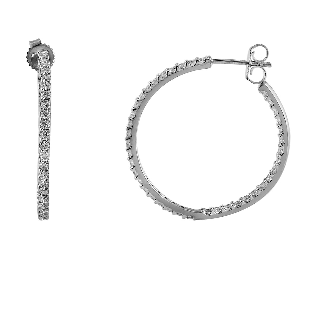 Halo Lab-Grown Diamond Hoop Earrings - Sterling Silver (1.00 ct. tw.)