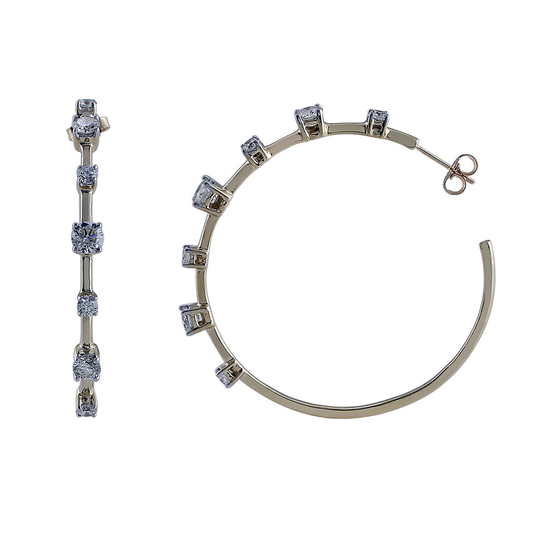 2.60CTTW Lab-Created Diamond Prong Set Hoop Earrings in 14K White Gold