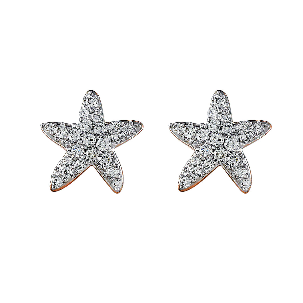 0.50CTTW Lab-Created Diamond Pave Starfish Stud Earrings in 14K Rose Gold
