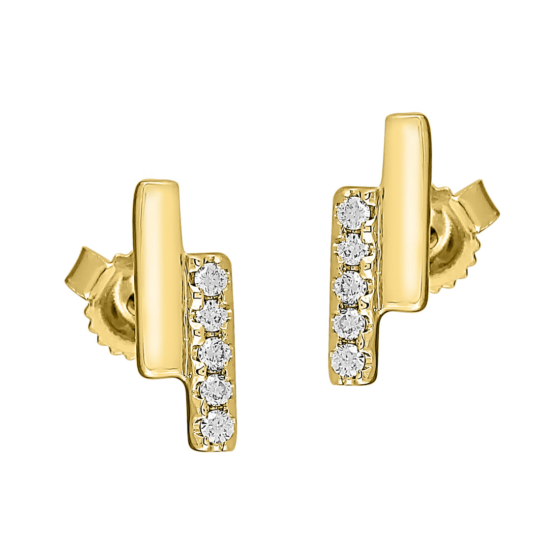 Flash Double Bar Lab-Grown Diamond Stud Earrings - 14k Gold Over Sterling Silver (.10 ct. tw.)