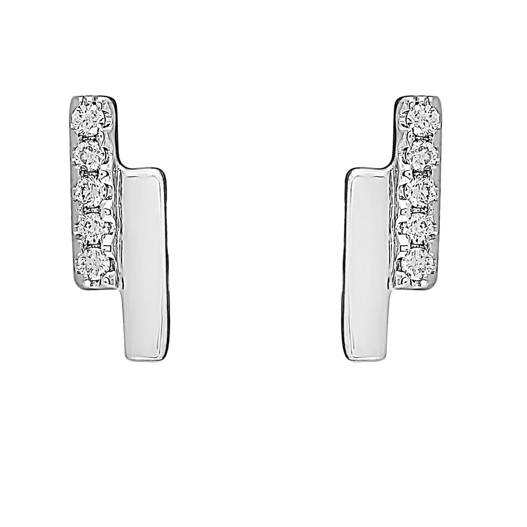 Flash Double Bar Lab-Grown Diamond Stud Earrings - Sterling Silver (.10 ct. tw.)