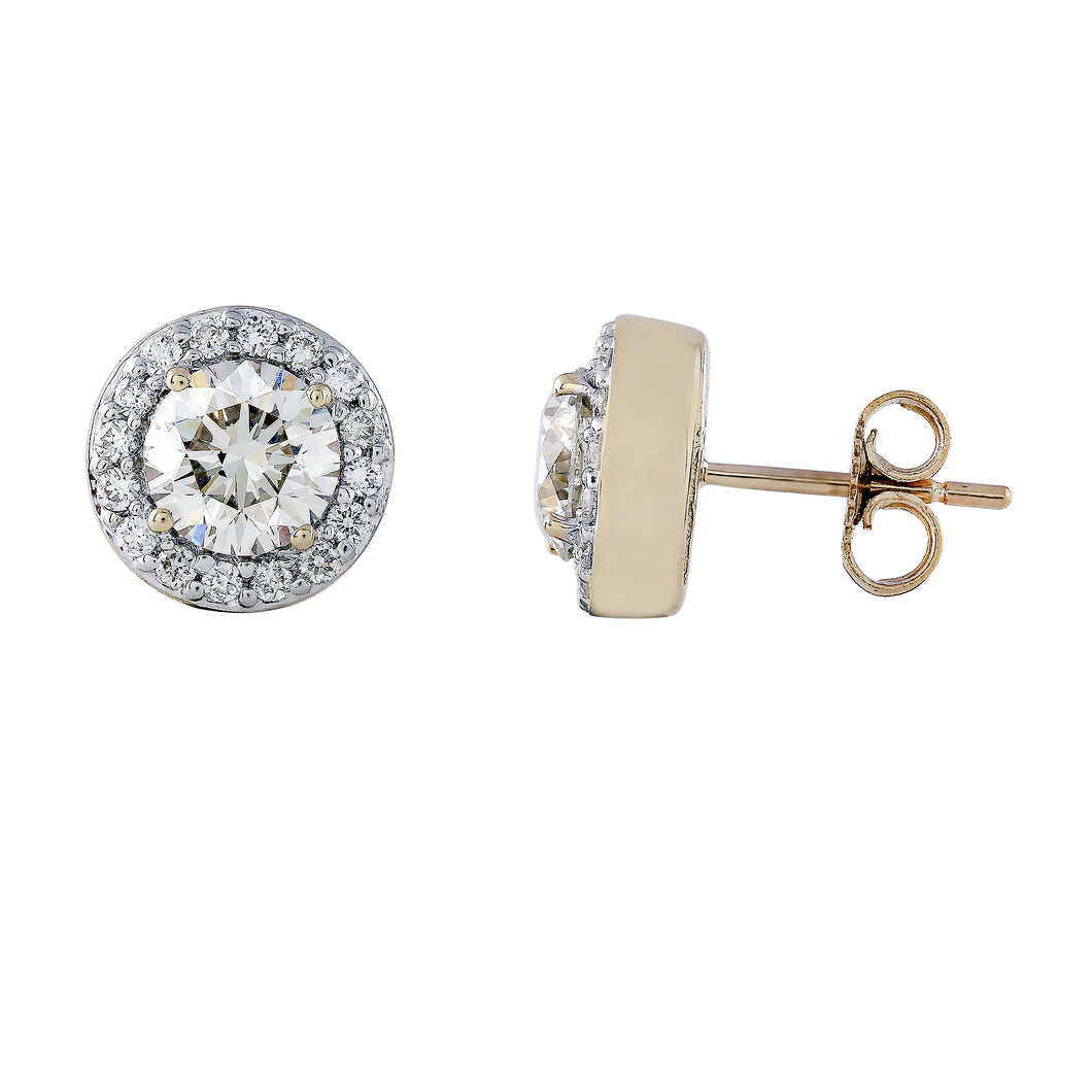 2.00 ctw. Lab-Created Diamond Small Round Halo Stud Earrings in 14K Yellow Gold