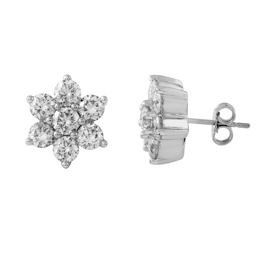 3.00CTTW Lab-Created Diamond Flower Stud Earrings in 14K White Gold