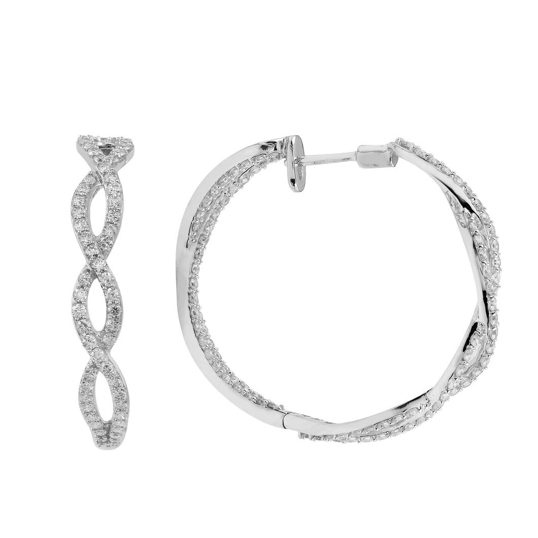 2.50CTTW Lab-Created Diamond Twisted Pave Hoop Earrings, 1