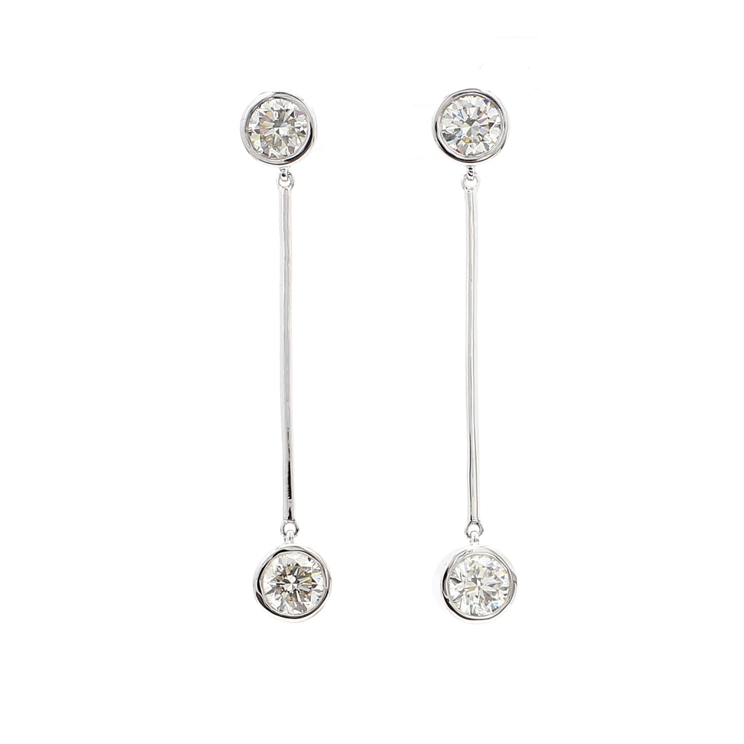 3.10CTTW Lab-Created Diamond Bezel Set Long Drop Earrings in 14K White Gold