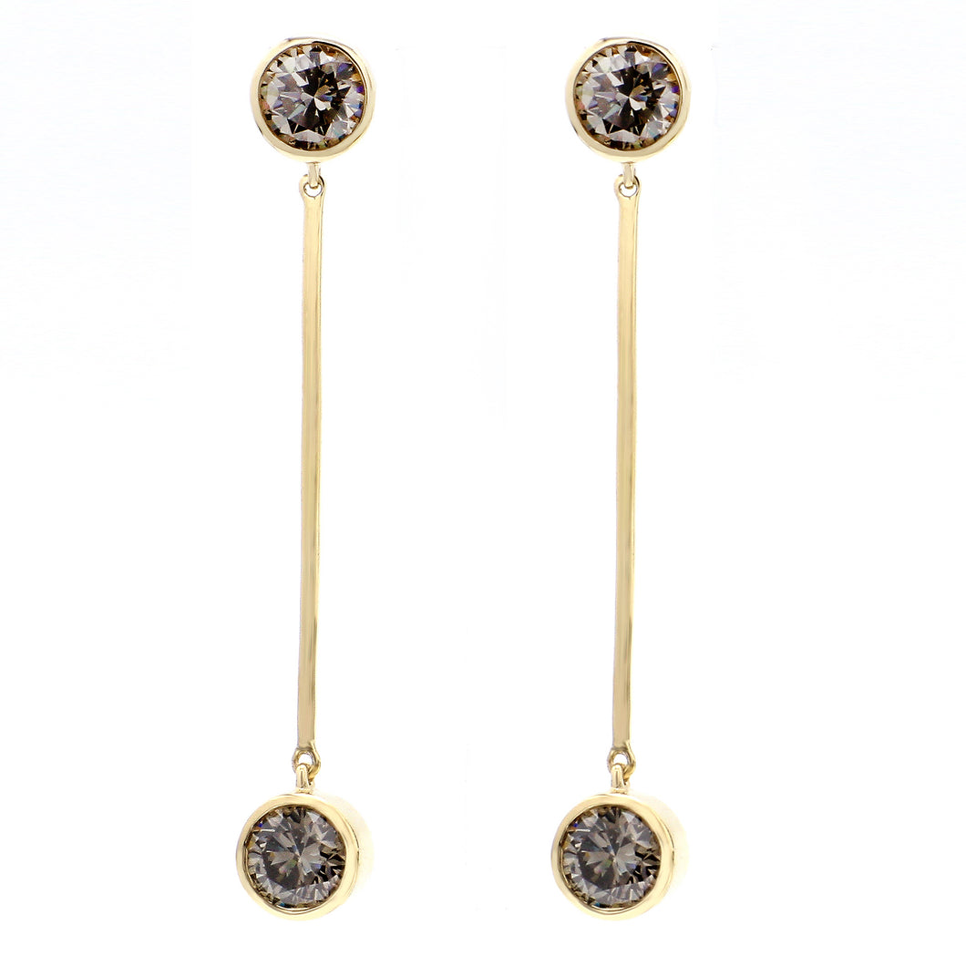3.00 ctw. Lab-Created Diamond Olive Bezel Set Long Drop Earrings in 14K Yellow Gold