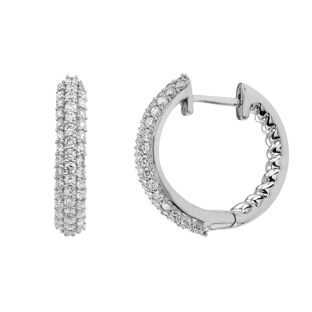 1.00CTTW Lab-Created Diamond Pave  Hoop Earrings in 14K White Gold