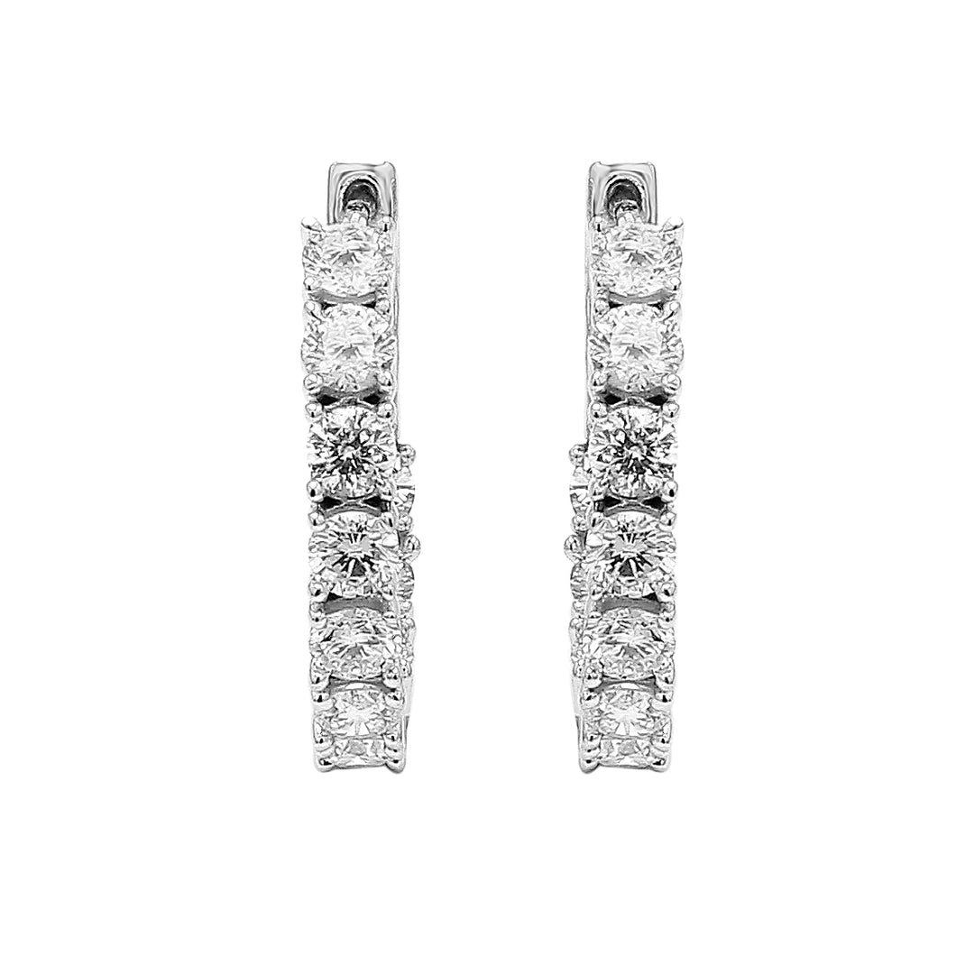 2.00CT TW Lab-Created Diamond Small Hoop Earrings in 14K White Gold
