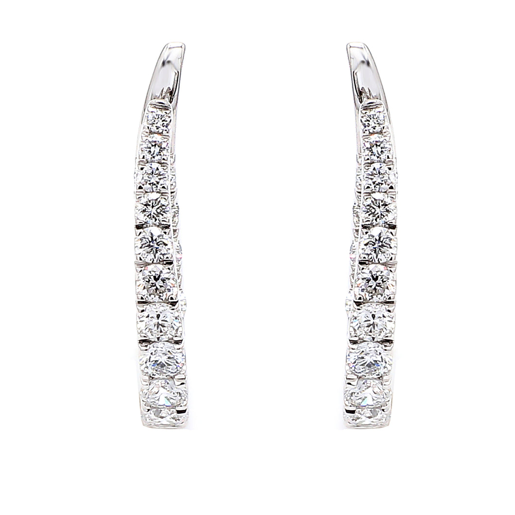 2.00CTTW Lab-Created Diamond Inside Out Oval Hoop Earrings in 14K White Gold