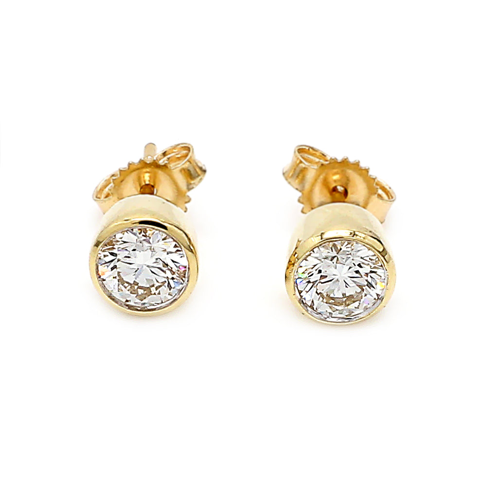 0.78CTTW Lab-Created Diamond Bezel Set Stud Earrings in 14K Yellow Gold