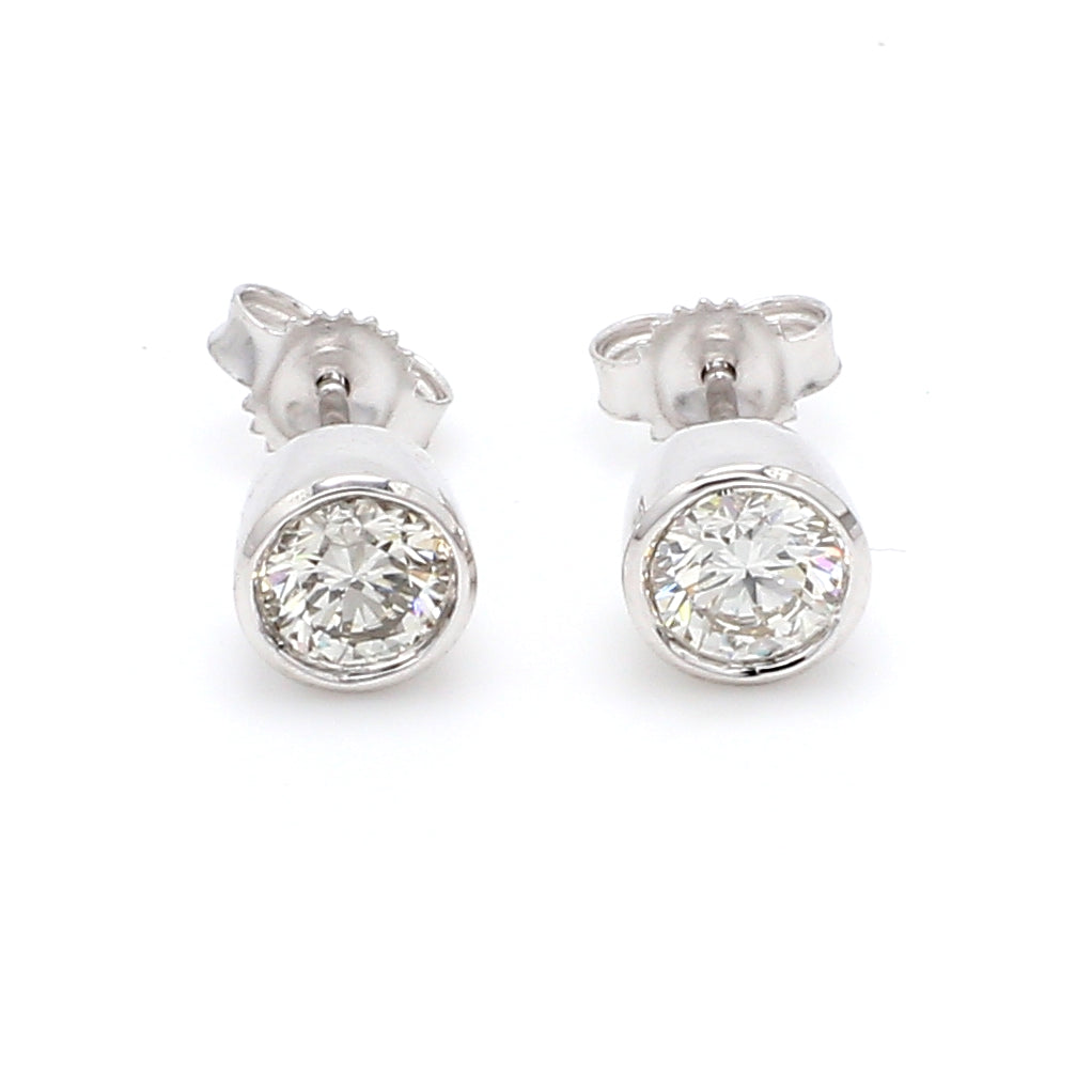 0.78CTTW Lab-Created Diamond Bezel Set Stud Earrings in 14K White Gold