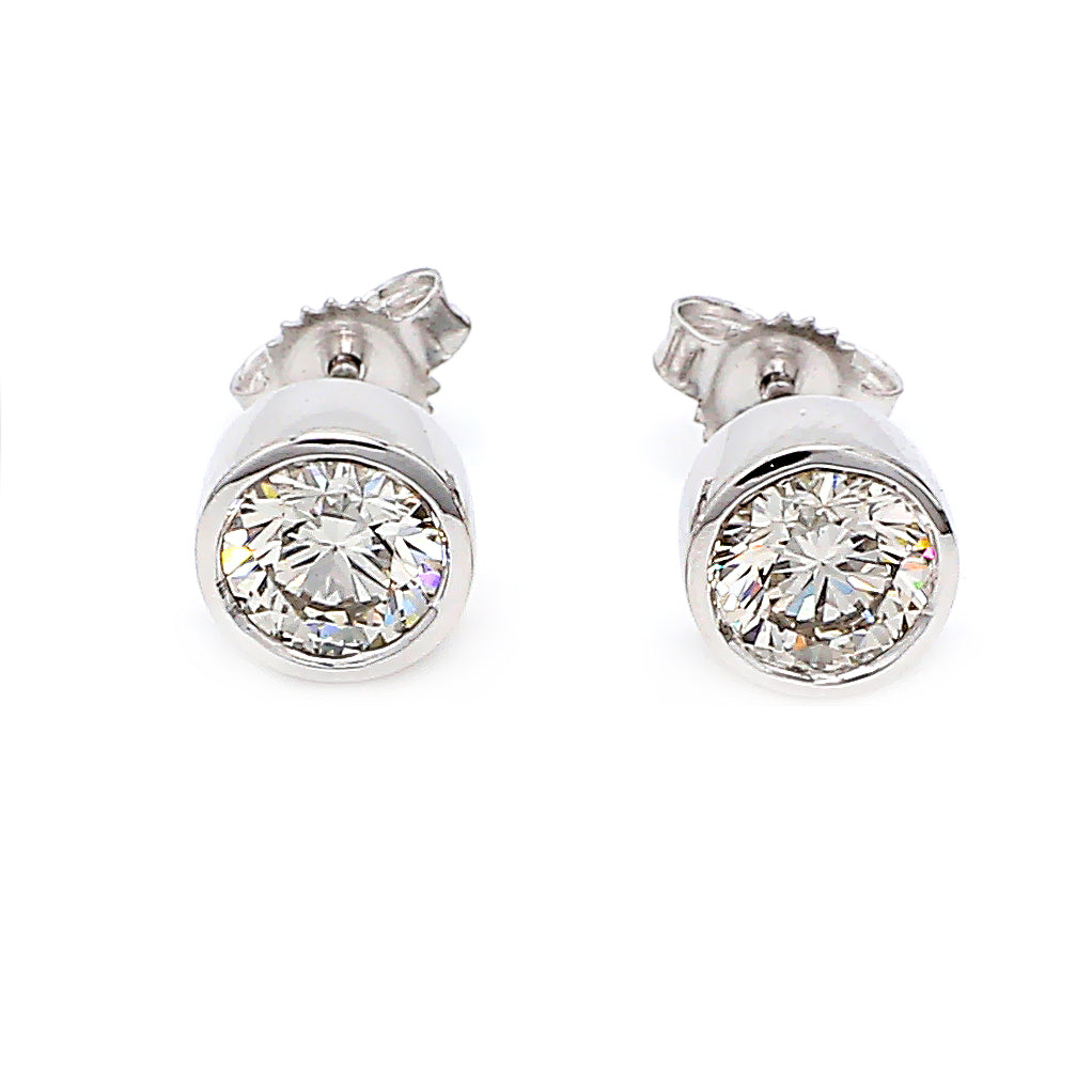 1.26CTTW Lab-Created Diamond Bezel Set Stud Earrings in 14K White Gold