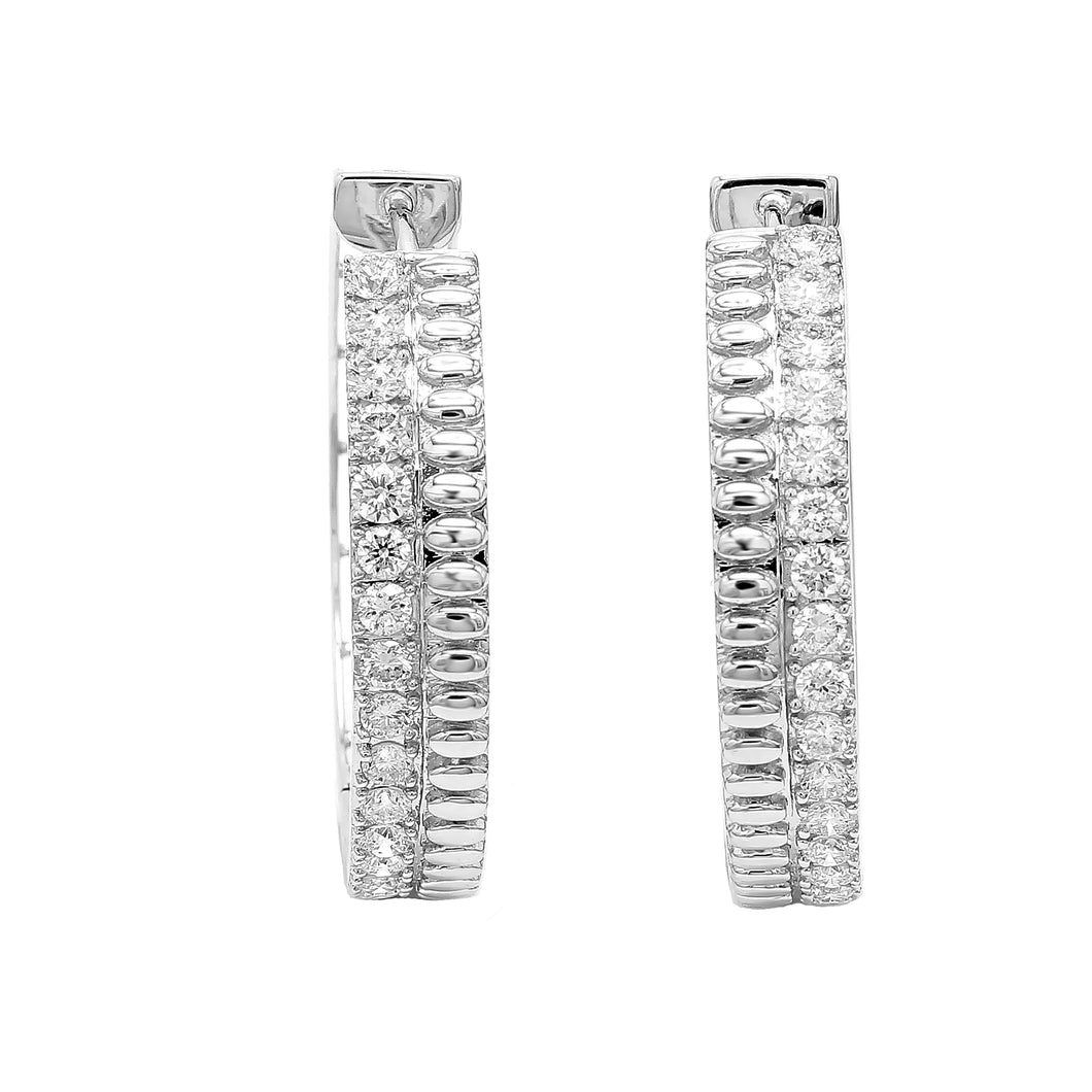 2.00CTTW Lab-Created Diamond Pave Hoop Earrings in 14K White Gold