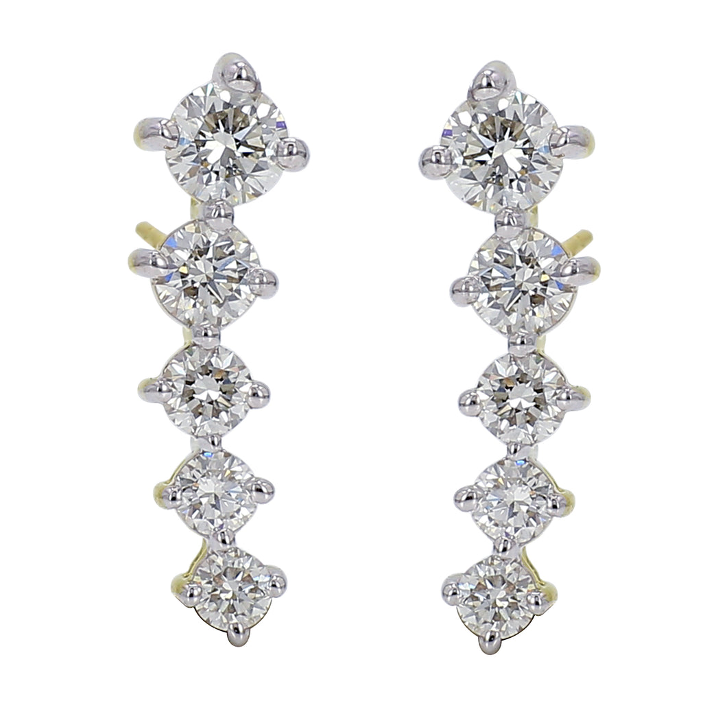 2.00 ctw. Lab-Created Diamond  Climber Earrings in 14K Yellow Gold