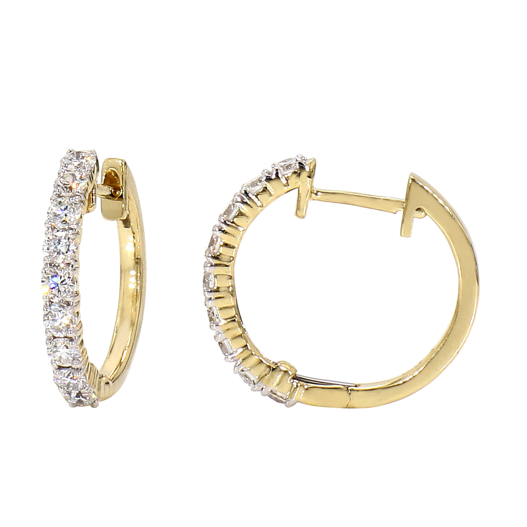 1.00CTTW Lab-Created Diamond Huggie Earrings in 14K Yellow Gold