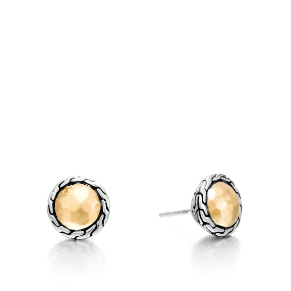 Classic Chain Round Hammered Stud Earring