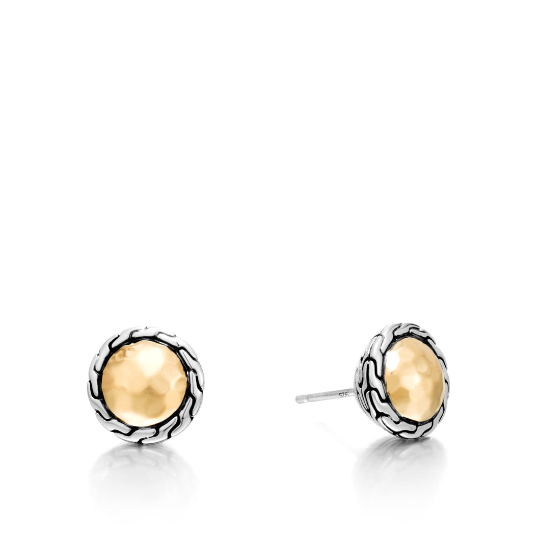 Classic Chain Round Hammered Stud Earring