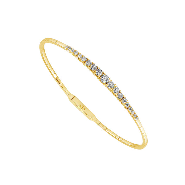14K Yellow Gold 0.90 ct. tw. Graduated Diamond Flexible Bangle