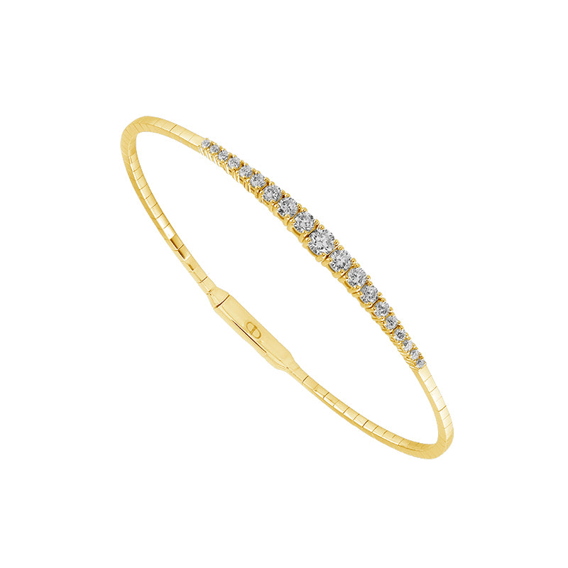 14K Yellow Gold 0.90 ct. tw. Graduated Diamond Flexible Bangle