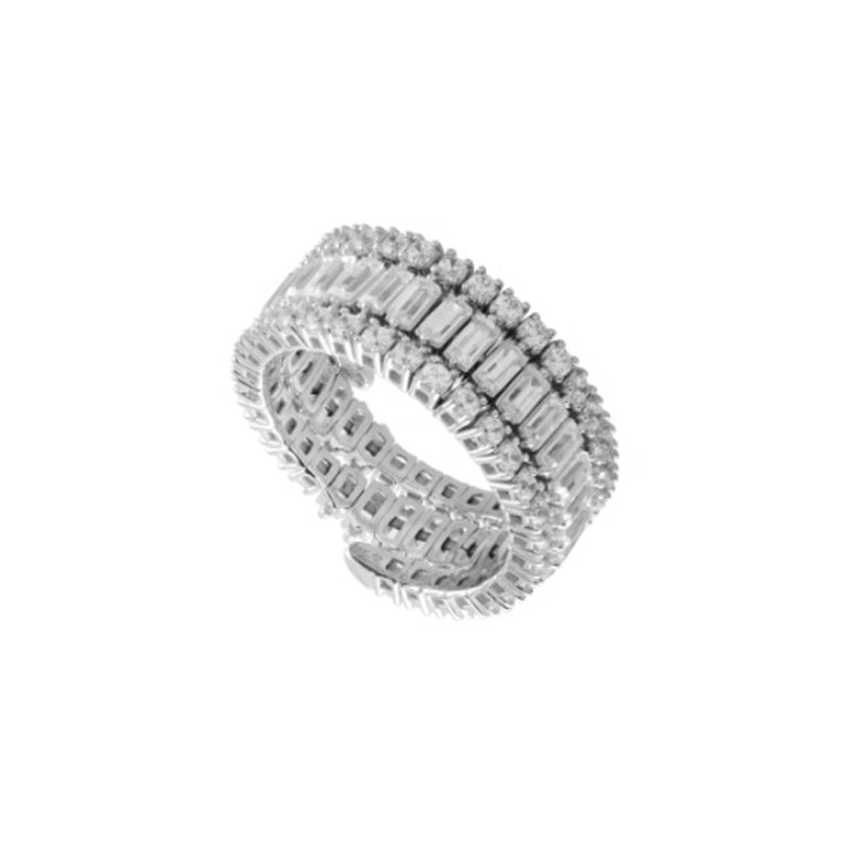 14K White Gold 2.00 ct. tw. Diamond 3 Row Flexible Eternity Band