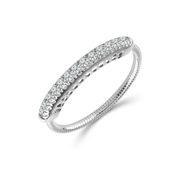 14K White Gold 0.20 ct. tw. Pave Diamond Flexible Bar Ring