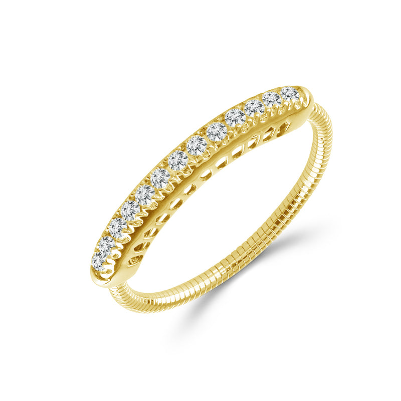 14K Yellow Gold 0.20 ct. tw. Pave Diamond Flexible Bar Ring