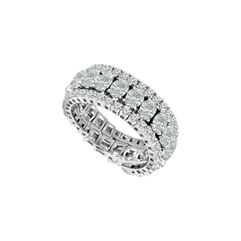 14K White Gold 3.50 ct. tw. Oval and Round Diamond Flexible Eternity Band