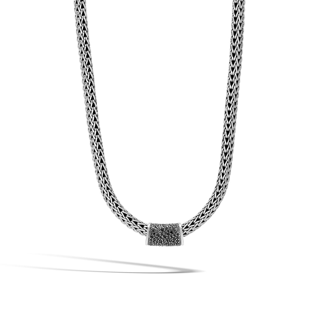 Classic Chain Pendant, Black Sapphire, Black Spinel