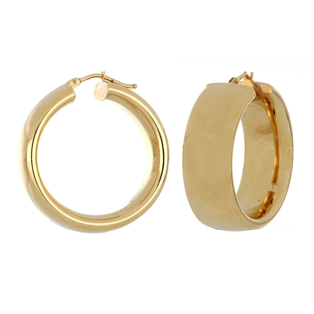 14K Yellow Gold Wide Hoop Earring