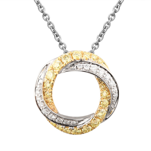 18K Yellow & White Gold 0.64CTW Yellow & White Diamond Pendant