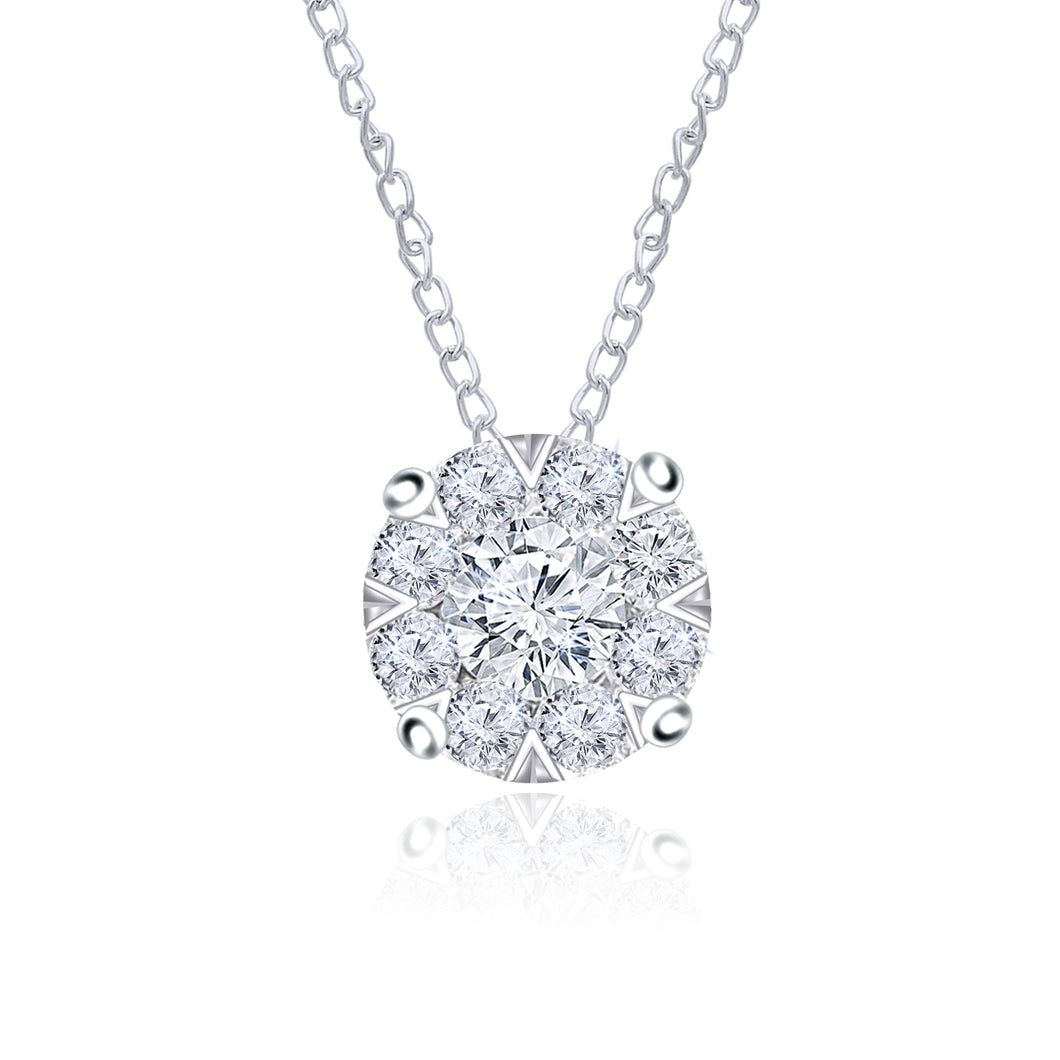 Diamond Cluster Necklace 14k White Gold (1.50 ct. tw.)