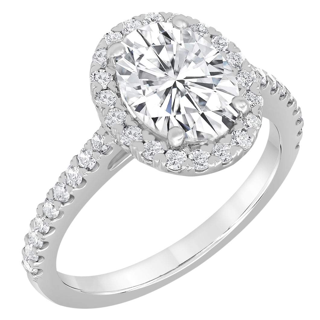 2.54 ctw. Oval Lab-Created Diamond Ring with Halo in 14K White Gold