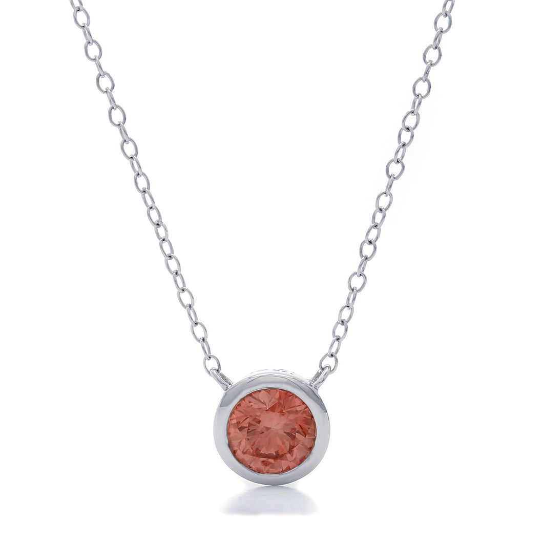 0.85 ctw. Lab-Created Pink Diamond Bezel Set Necklace in 14K White Gold
