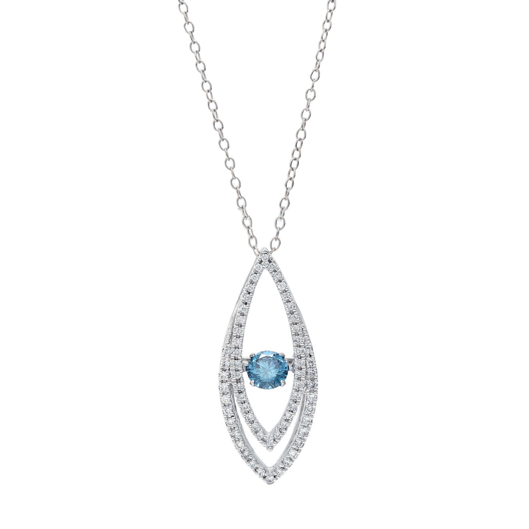 0.75 ctw. Lab-Created Royal Blue & White Diamond Dancing Pendant in 14K White Gold