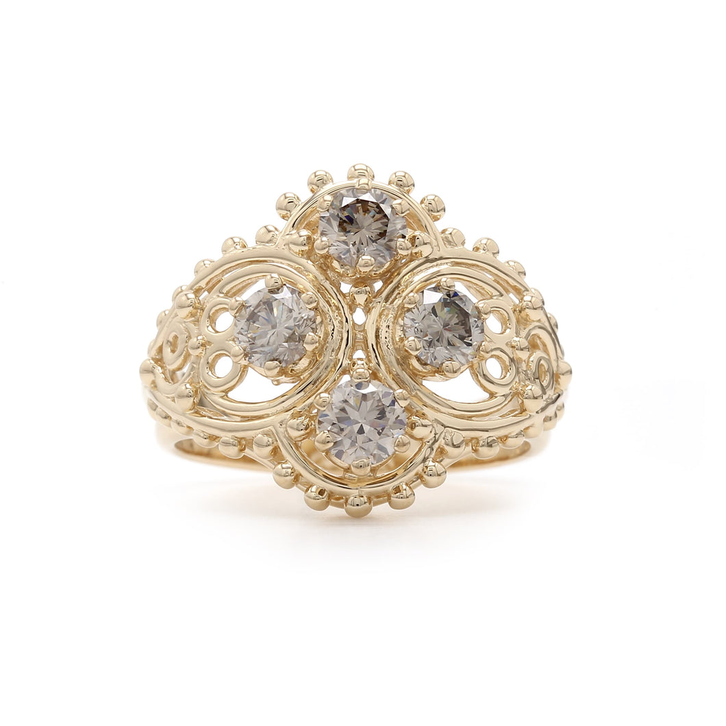 1.00CTTW Lab-Created Smoky Diamond Cocktail Ring in 14K Yellow Gold