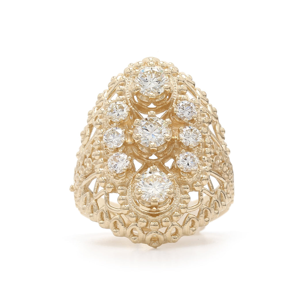 1.25CTTW Lab-Created Diamond Cocktail Ring in 14K Yellow Gold