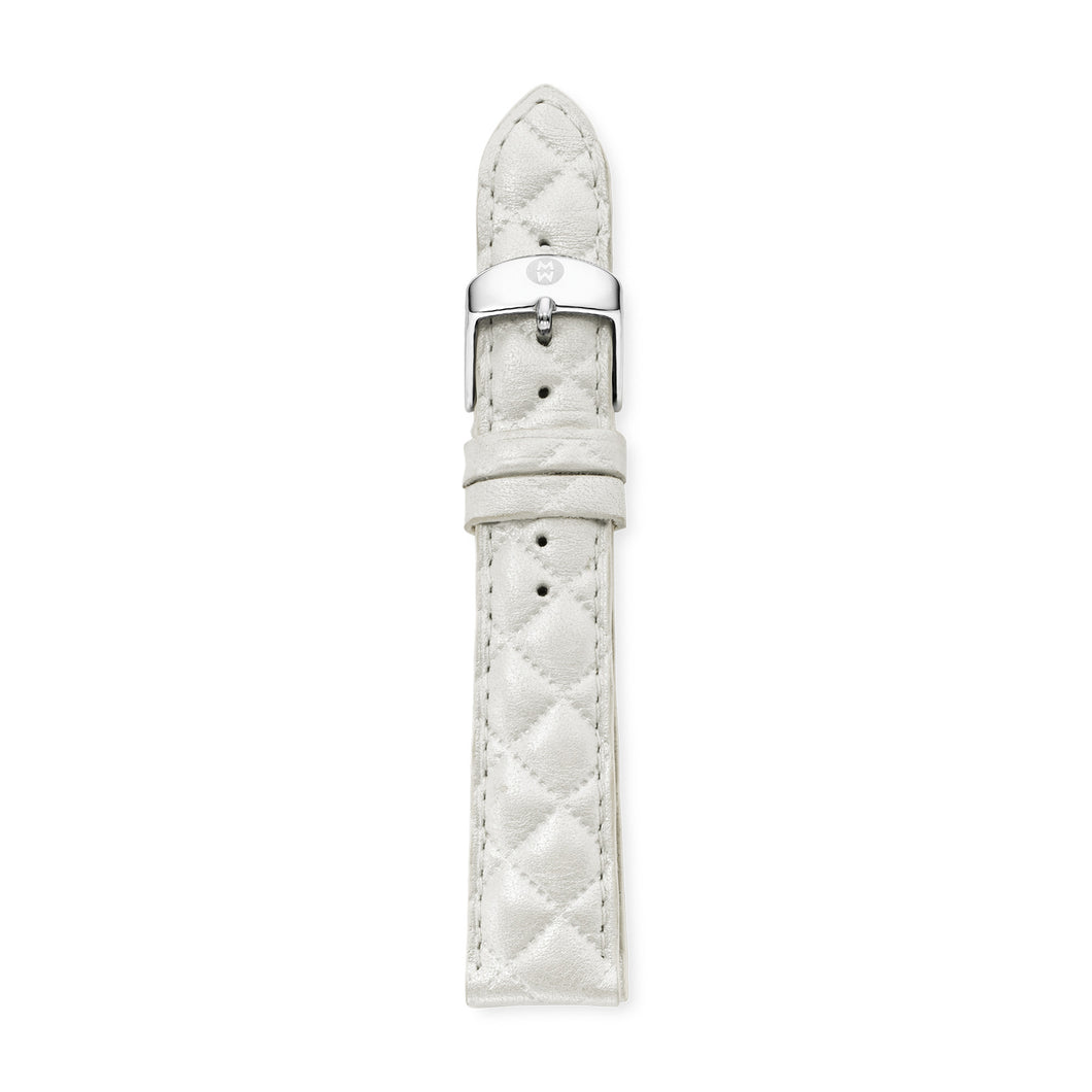 16mm Whisper White Quilted Leather Strap