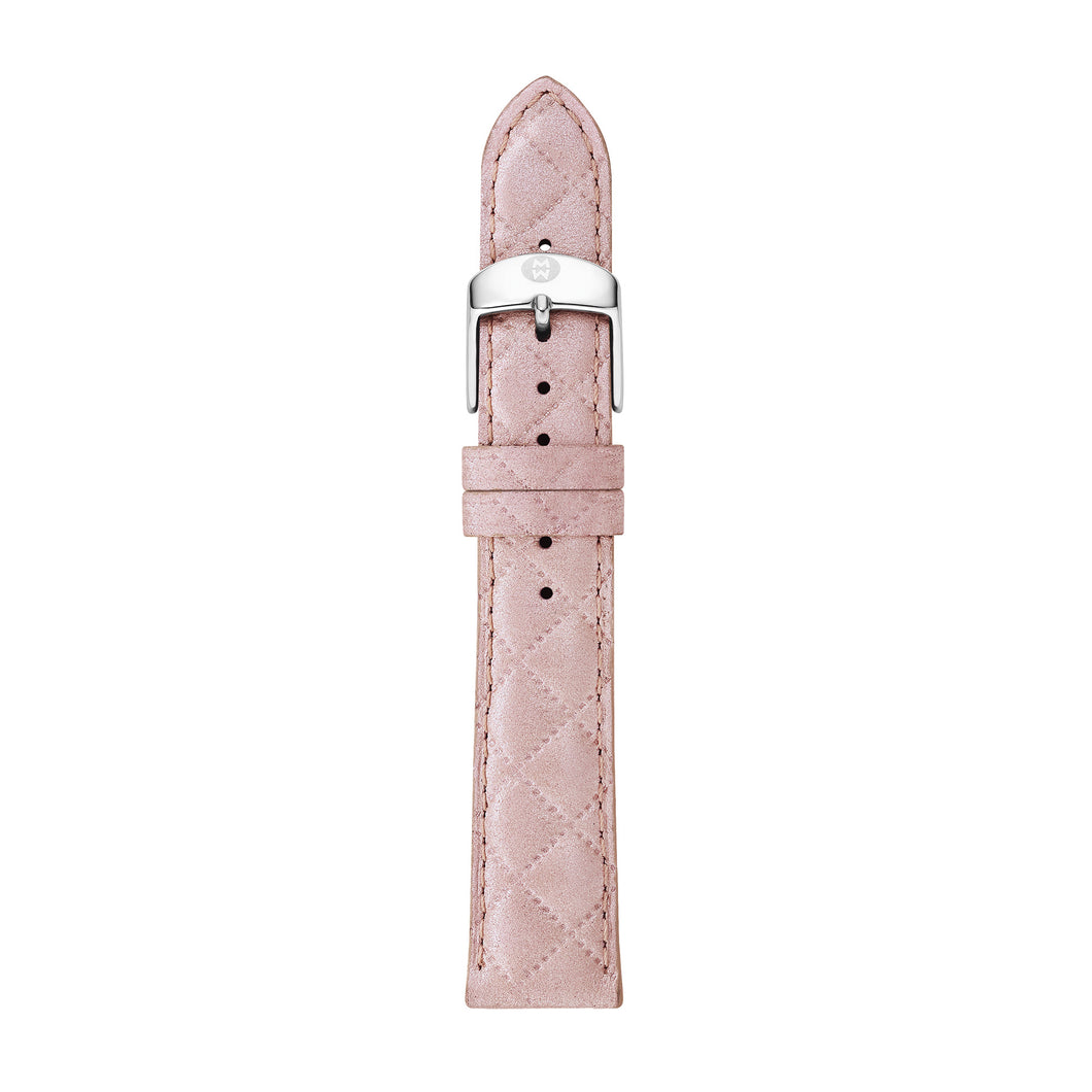 16mm Pearl Pink Quilted Leather Strap