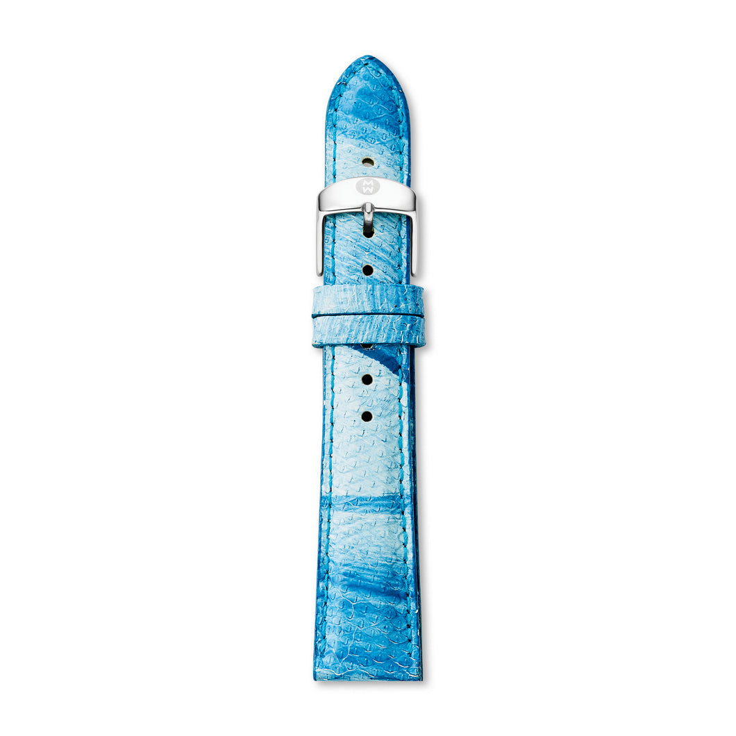 18mm Blue & White Painted Snakeskin Strap