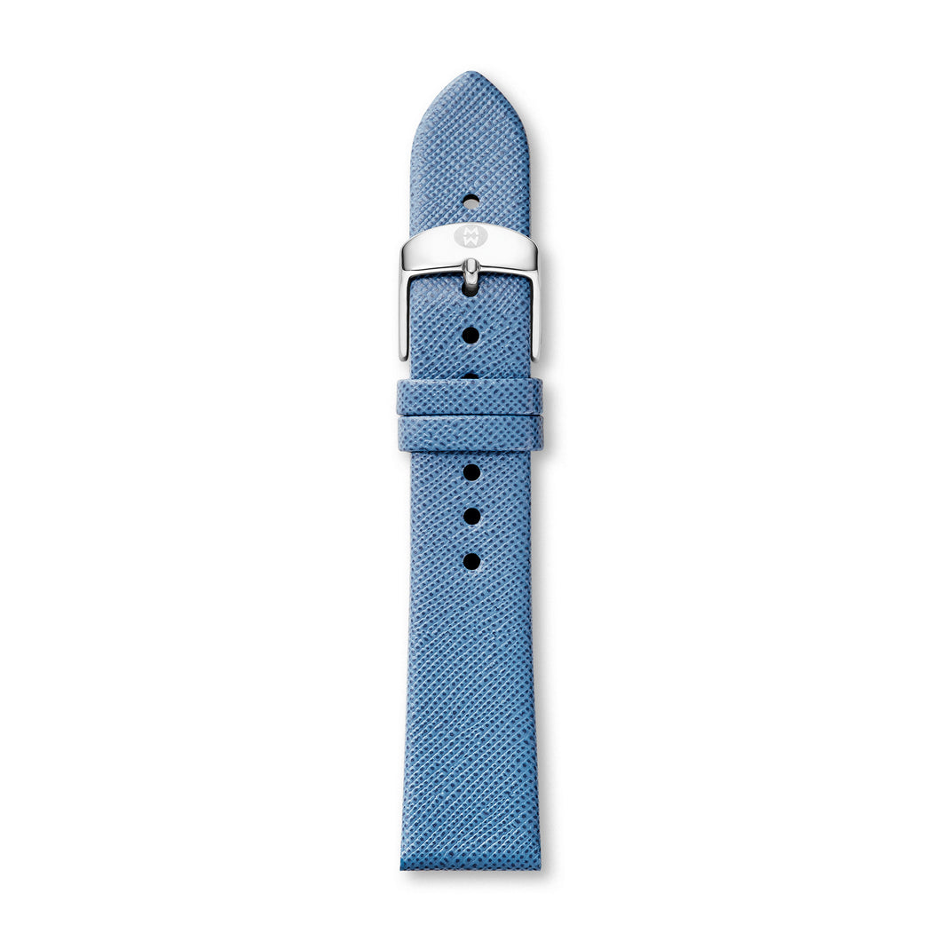18mm Smokey Blue Thin Saffiano Leather Watch Band