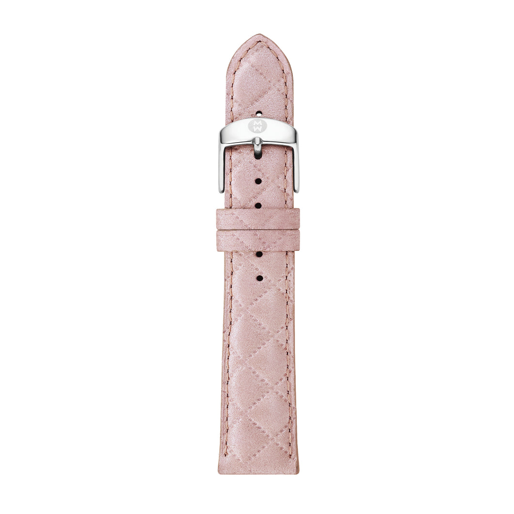 20mm Pearl Pink Quilted Leather Strap