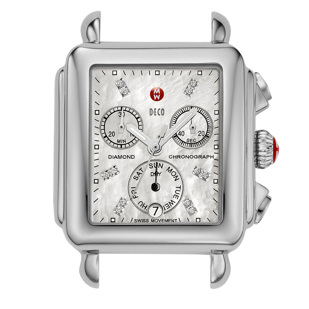 Deco Day Diamond-Accented Stainless Steel Watch Head