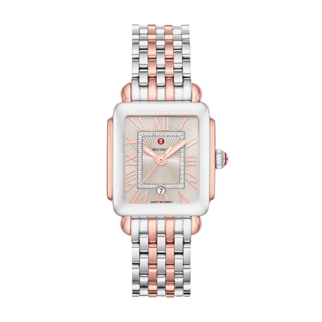 Deco Madison Mid Two-Tone Pink Gold Diamond Dial Watch