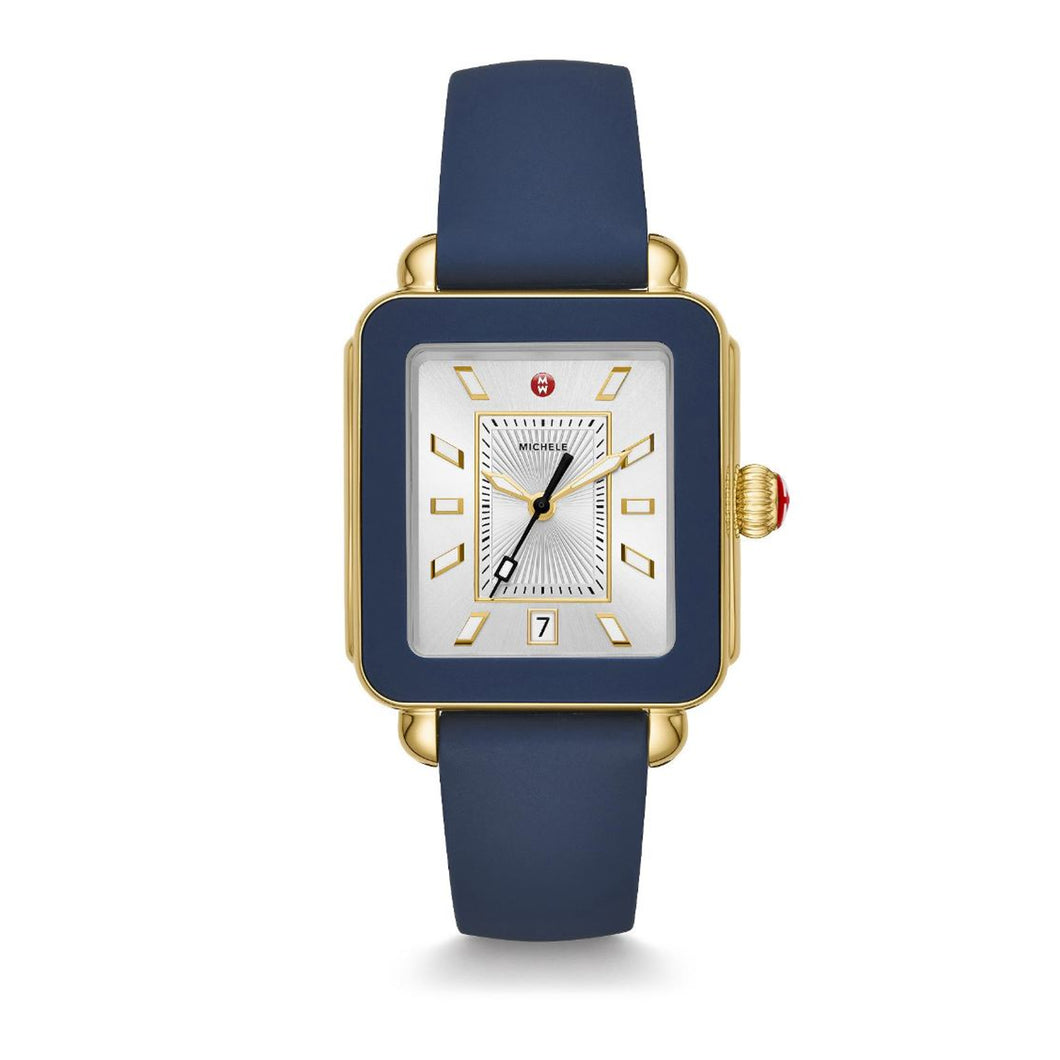 Deco Sport Gold Tone and Navy Silicone Watch