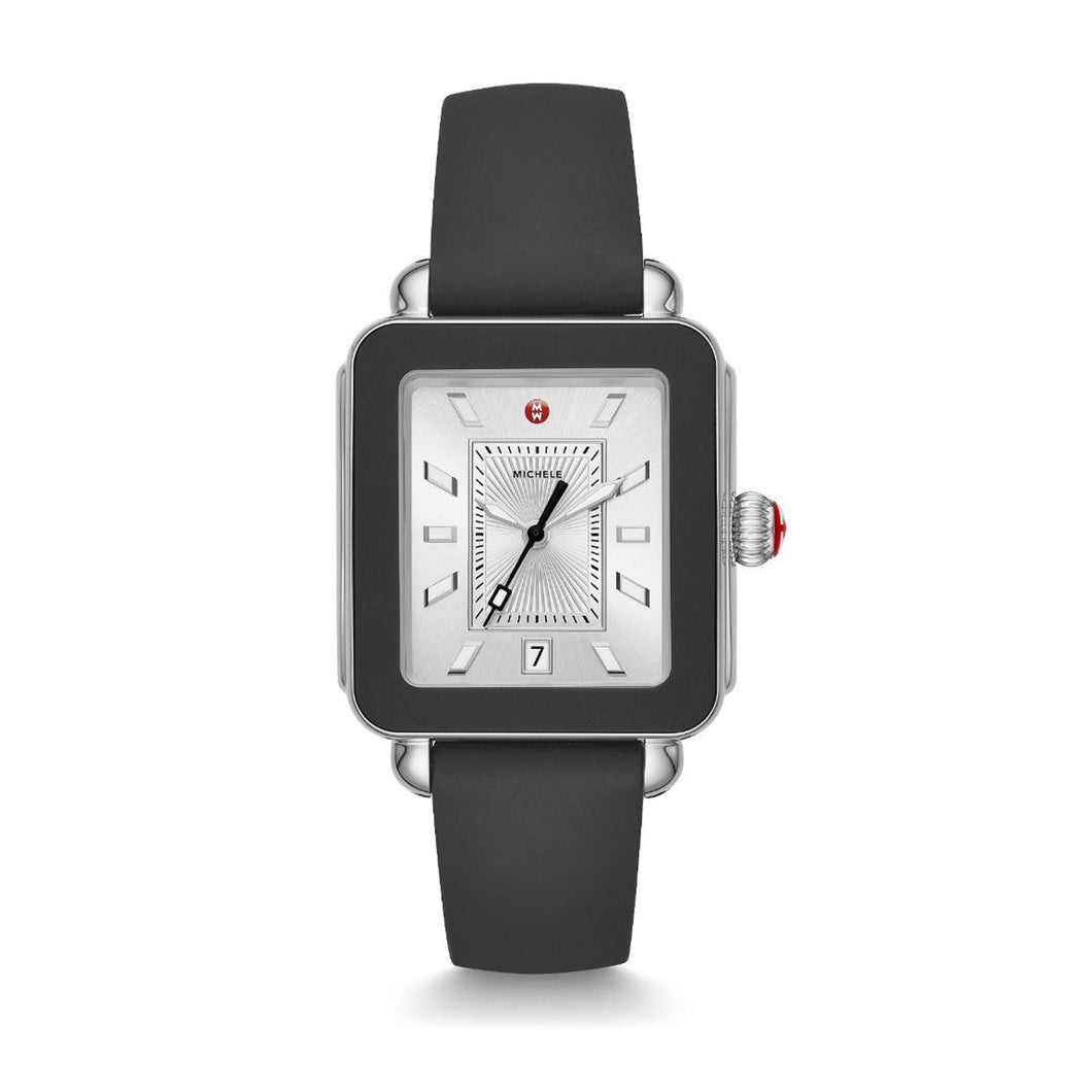 Deco Sport Stainless-Steel and Black Silicone Watch