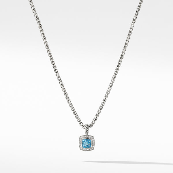 Petite Albion Pendant Necklace with Blue Topaz and Diamonds