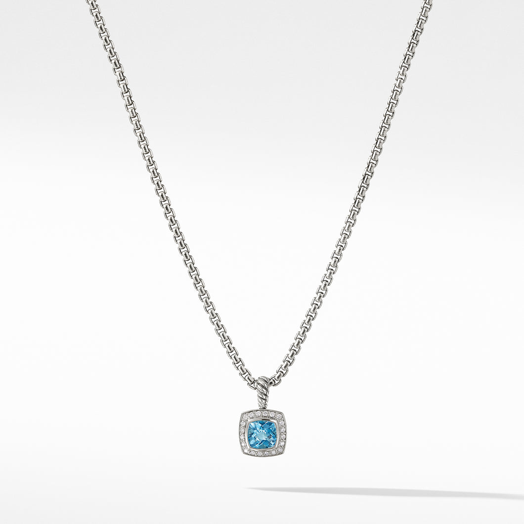 Petite Albion® Pendant Necklace with Blue Topaz and Diamonds