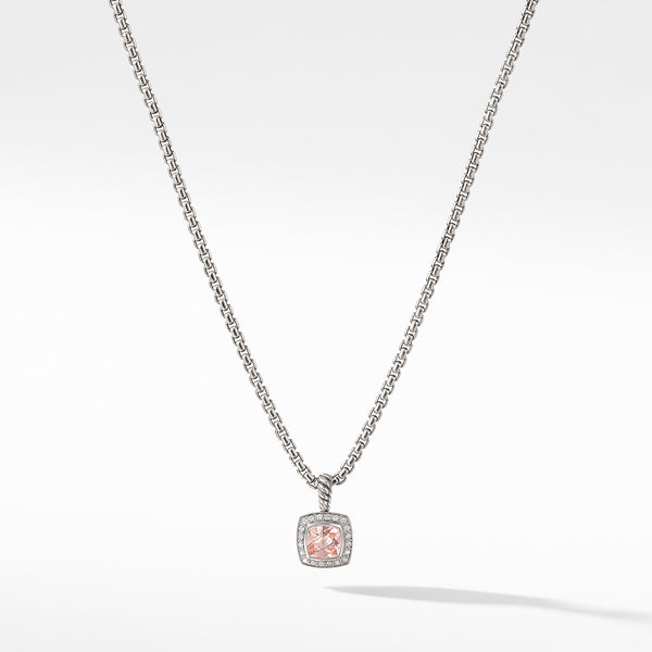 Petite Albion Pendant Necklace with Morganite and Diamonds