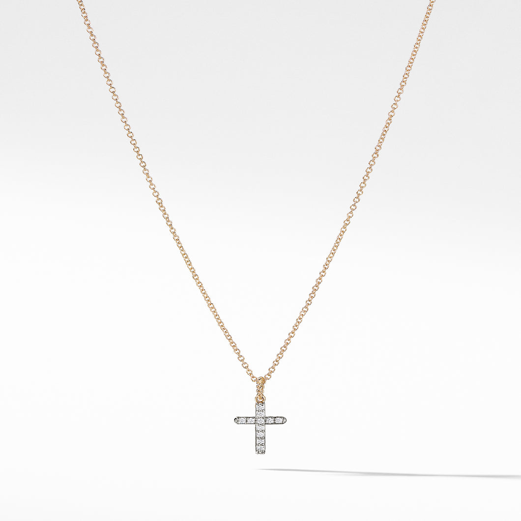 Cable Collectibles® Cross Necklace in 18K Yellow Gold with Pavé© Diamonds